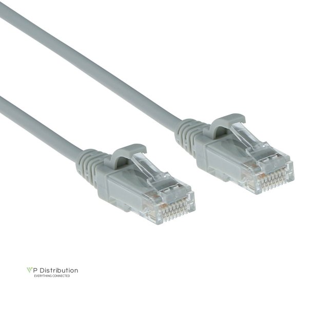 ACT Grey 0.25 meter LSZH U/UTP CAT6 datacenter slimline patch cable snagless with RJ45 connectors