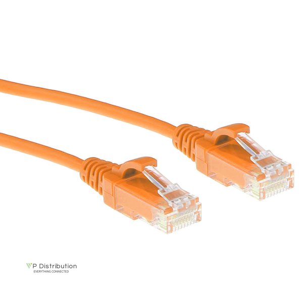 ACT Orange 1 meter LSZH U/UTP CAT6 datacenter slimline patch cable snagless with RJ45 connectors