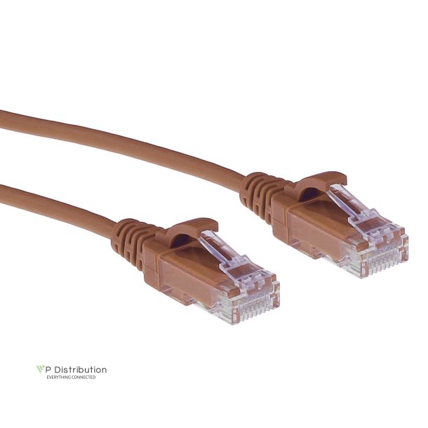 ACT Brown 0.5 meter LSZH U/UTP CAT6 datacenter slimline patch cable snagless with RJ45 connectors