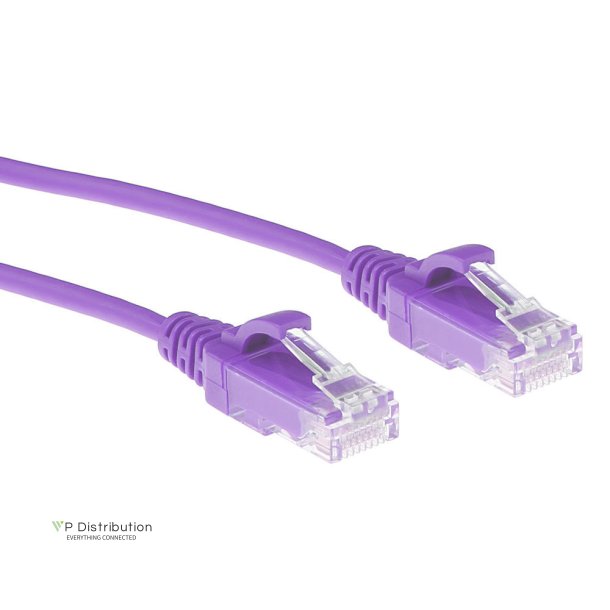 ACT Purple 0.5 meter LSZH U/UTP CAT6 datacenter slimline patch cable snagless with RJ45 connectors