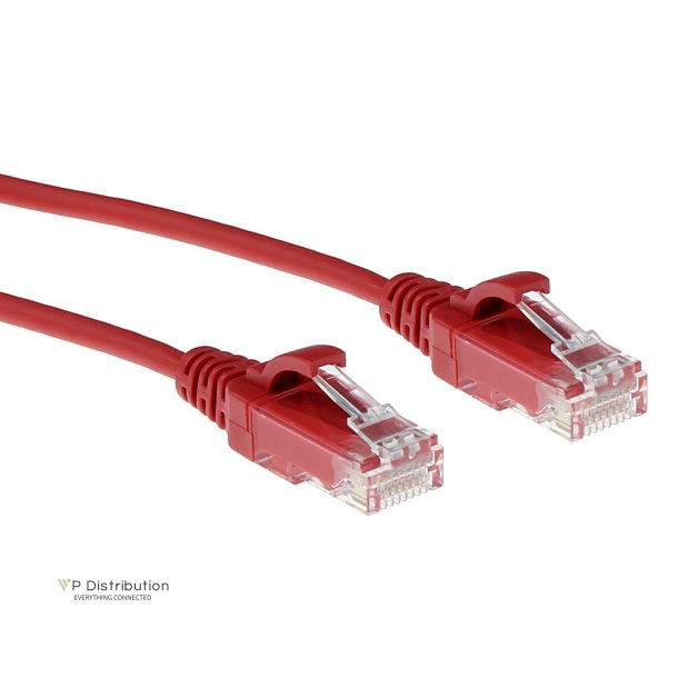 ACT Red 0.5 meter LSZH U/UTP CAT6 datacenter slimline patch cable snagless with RJ45 connectors