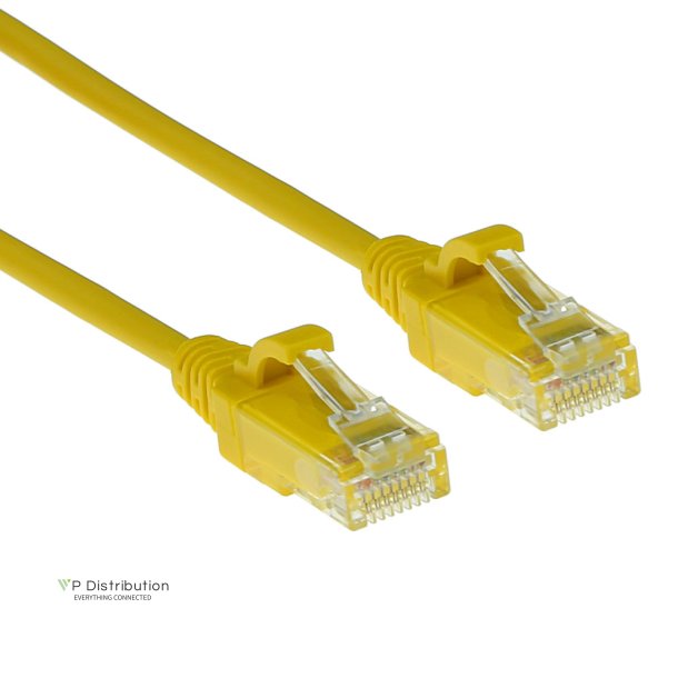 ACT Yellow 1 meter LSZH U/UTP CAT6 datacenter slimline patch cable snagless with RJ45 connectors