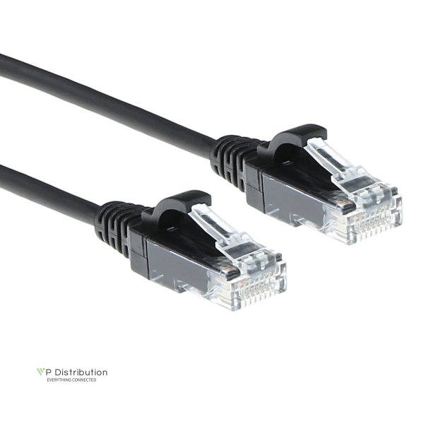 ACT Black 1 meter LSZH U/UTP CAT6 datacenter slimline patch cable snagless with RJ45 connectors