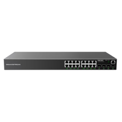 Grandstream Layer 2+ Managed Network Switch, 16x GbE RJ45 PoE 802.3 af/at, up to 30W per port, 240W total power budget, 2x SFP, Internal PSU