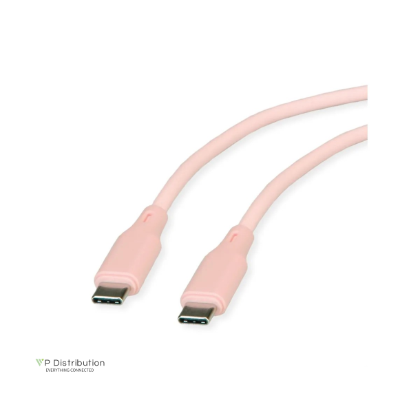 ROLINE USB 2.0 Silicon Cable, C-C, M/M, 60W, 1m, PINK