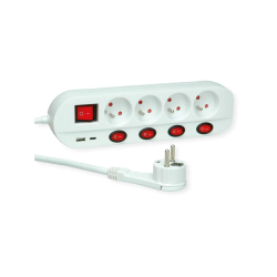 ROLINE French Power Strip, 4x, Indep. Switch, 4x, 1.5m
