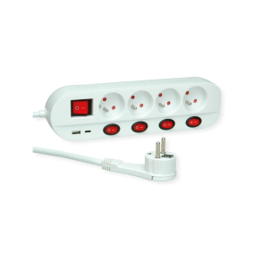 ROLINE French Power Strip, 4x, Indep. Switch, 4x, 1.5m