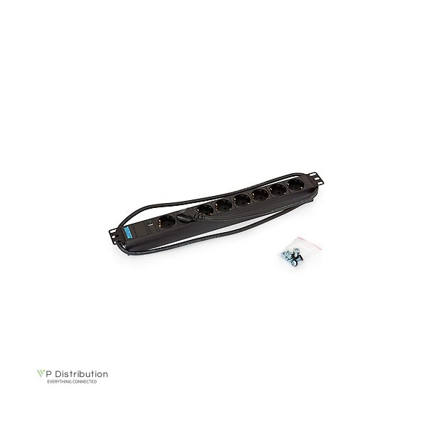 Triton 19" Socket Strip 1U 8X Protective Contact With Account Lamp