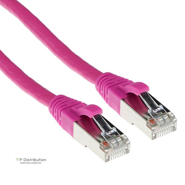 ACT Pink 0.50 meter SFTP CAT6A patch cable snagless with RJ45 connectors