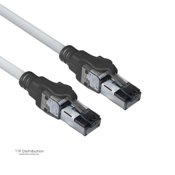 ACT Grey 1 meter S/FTP CAT6A IDC 4PPoE / PoE++ 100W LSZH patch cable snagless with RJ45 connectors