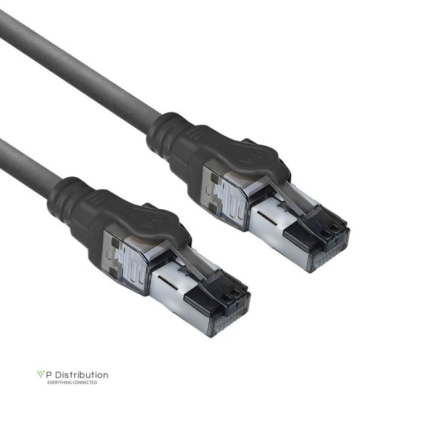 ACT Black 1 meter S/FTP CAT6A IDC 4PPoE / PoE++ 100W LSZH patch cable snagless with RJ45 connectors