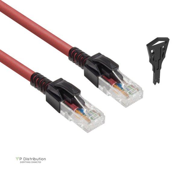 ACT Red 1 meter U/UTP CAT6A LSZH lockable patch cable snagless with RJ45 connectors