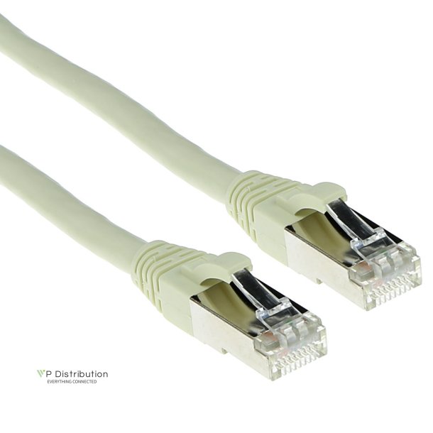 ACT Ivory 1 meter SFTP CAT6A patch cable snagless with RJ45 connectors