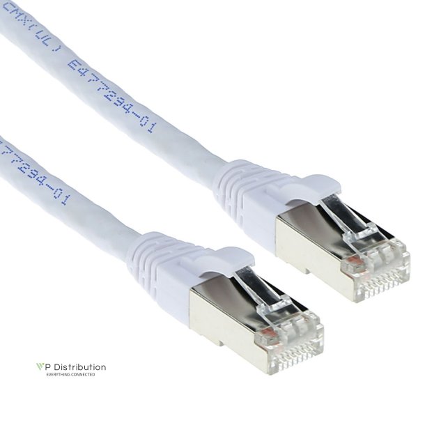 ACT White 0.5 meter SFTP CAT6A patch cable snagless with RJ45 connectors