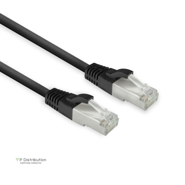 ACT Black 0.5 meters LSZH U/FTP CAT8 datacenter slimline patch cable snagless with RJ45 connectors