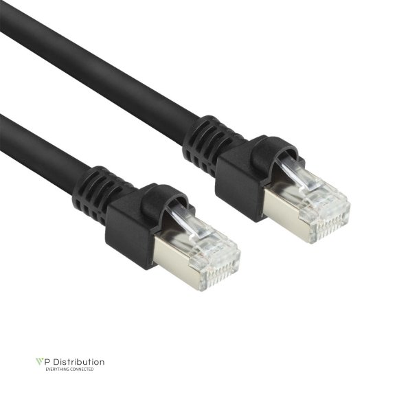 ACT Black 0.5 meters S/FTP CAT7 PUR flex patch cable snagless with RJ45 connectors (CAT6A compliant)