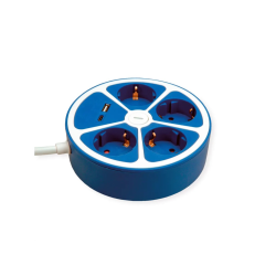 ROLINE Table Power Strip 4x, +Sw. 1x A + 1x C, CEE7/7, Blue, 1.5m