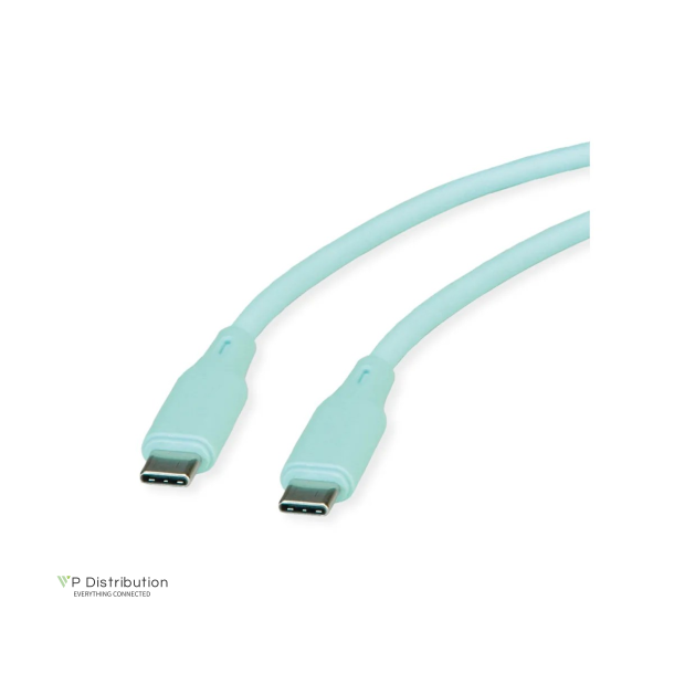 ROLINE USB 2.0 Silicon Cable, C-C, M/M, 60W, 1m, GREEN