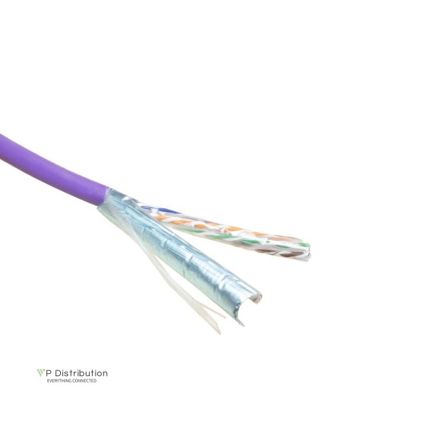 ACT Cat 6 F/UTP solid installation cable, LSZH, CPR euroclass ECA, 24 AWG, violet 305 meter