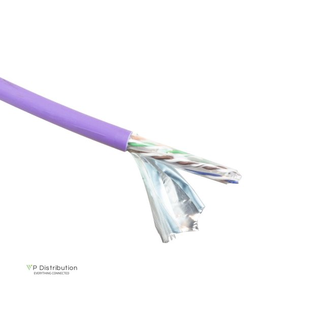 ACT Cat 6A F/UTP solid installation cable, LSZH, CPR euroclass ECA, 24AWG, violet 305 meter