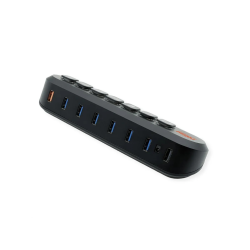 ROLINE USB3.2 Gen1 Hub, 7x USB-A Ports, Swappable Buttons
