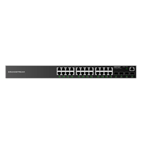 Grandstream Layer 2+ Managed Network Switch, 24x GbE RJ45 PoE 802.3 af/at, up to 30W per port, 360W total power budget, 2x SFP, Internal PSU