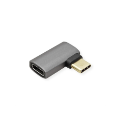 ROLINE USB4 40G Type C M ANGLE/F Adapter, Silver Grey ALU.