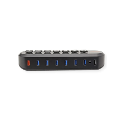 ROLINE USB3.2 Gen1 Hub, 7x USB-A Ports, Swappable Buttons