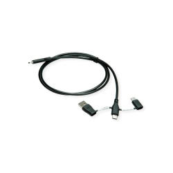 ROLINE 2-in-1 USB2.0  C Cable, M/M, Data Blocker, USB A+C