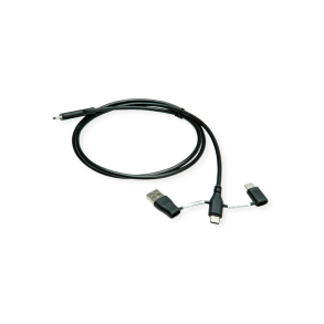 ROLINE 2-in-1 USB2.0  C Cable, M/M, Data Blocker, USB A+C
