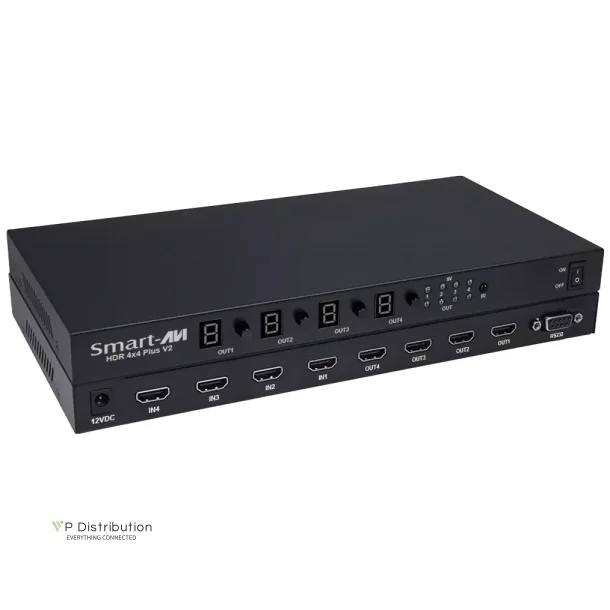 SmartAVI HDMI 4x4 Router. Includes: [HDR-4X4-PLUS-V2 &amp; (12V)]