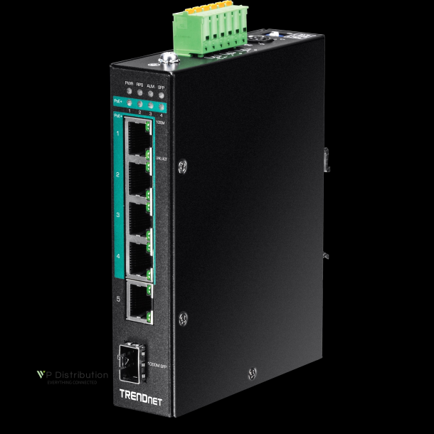 Trendnet 6-port hardened Industrial Gigabit PoE+ Layer 2 Managed DIN-Rail Switch