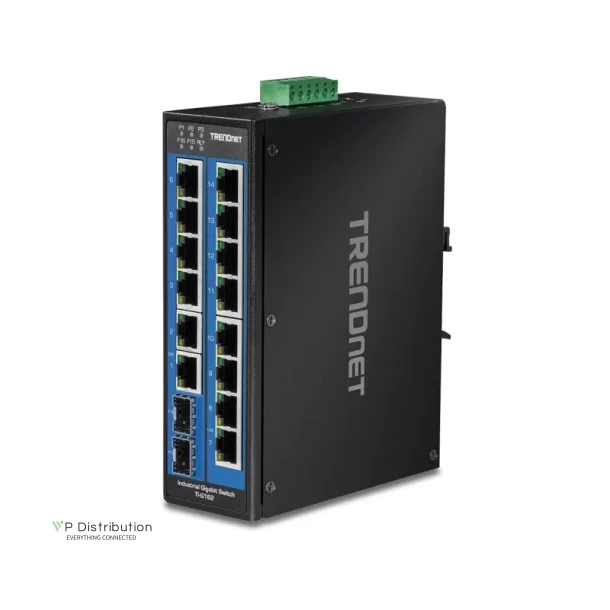 Trendnet 16-Port Hardened Industrial Gigabit DIN-Rail Switch