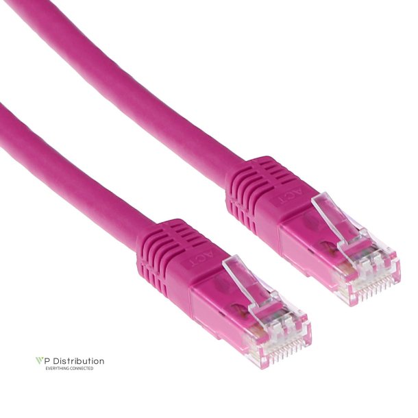 ACT Pink 0.5 meter U/UTP CAT6 patch cable with RJ45 connectors