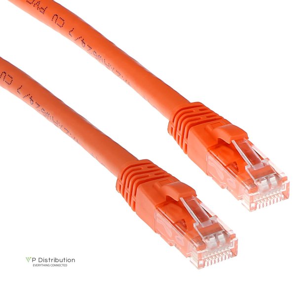 ACT Orange 0.5 meter U/UTP CAT6A patch cable snagless with RJ45 connectors