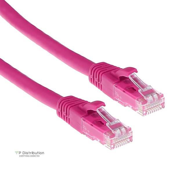 ACT Pink 3 meter U/UTP CAT6A patch cable snagless with RJ45 connectors