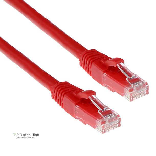 ACT Red 0.5 meter U/UTP CAT6A patch cable snagless with RJ45 connectors