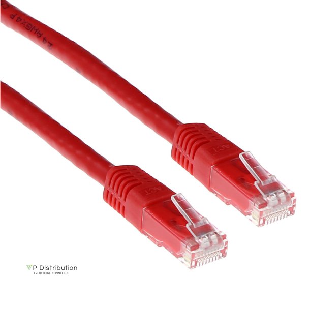 ACT Red 1 meter U/UTP CAT5E patch cable with RJ45 connectors