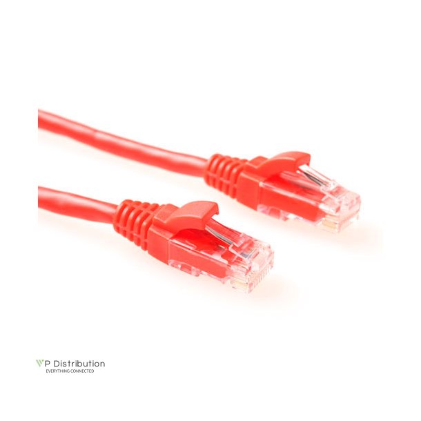 ACT Red 0.5 meter U/UTP CAT5E patch cable component level with RJ45 connectors