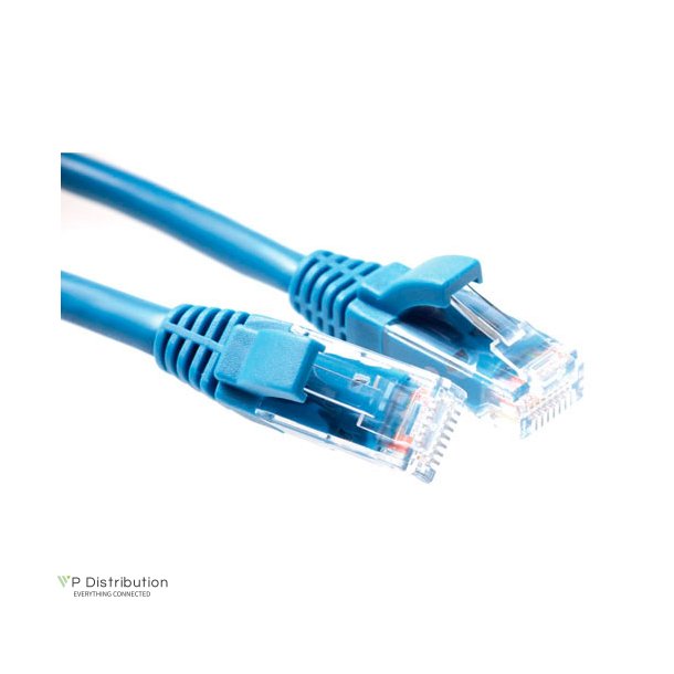 ACT Blue 0.5 meter U/UTP CAT5E patch cable component level with RJ45 connectors