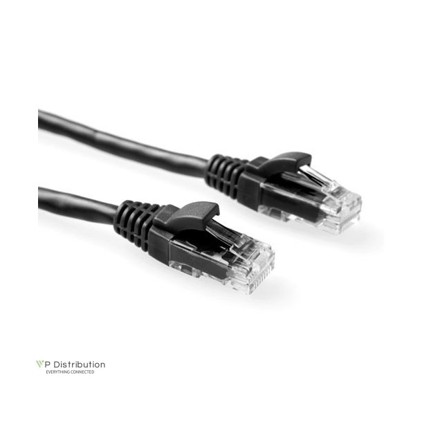 ACT Black 0.5 meter U/UTP CAT5E patch cable component level with RJ45 connectors