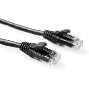 ACT Black 1.5 meter U/UTP CAT5E patch cable component level with RJ45 connectors