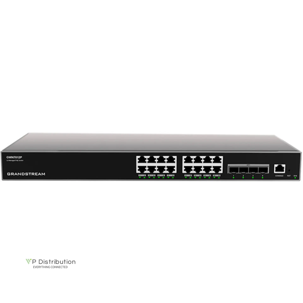 Grandstream Layer 3 Managed Network Switch, 16x GbE RJ45 PoE 802.3 af/at, up to 30W per port, 4x SFP+