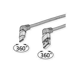 ROLINE USB2.0 360� Rotation Cable, A-C, M/M, 60W, 2m