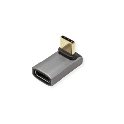 ROLINE USB4 40G Type C M ANGLE/F Adapter, Silver Grey ALU.