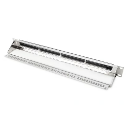 Modular Galvanized Patch Panel, shielded, 24-port 24-port, blank, 1U, rack mount, black RAL 9005