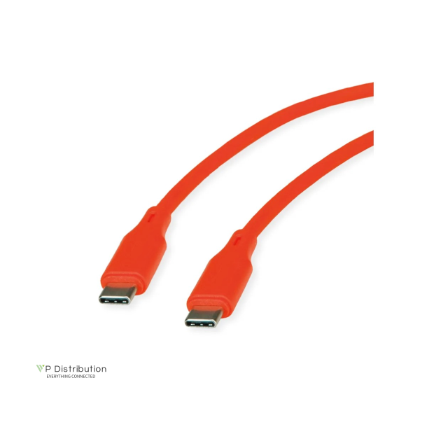 ROLINE USB 2.0 Silicon Cable, C-C, M/M, 60W, 1m, ORANGE