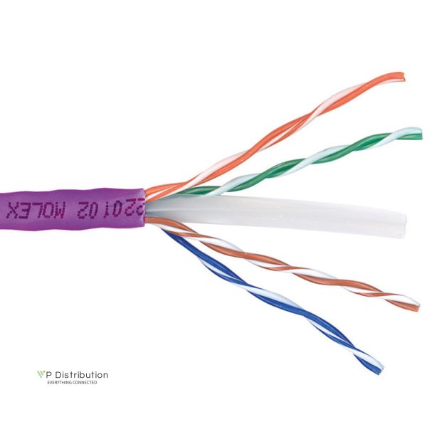 Molex Cat 6 U/UTP solid installation cable, LSZH, CPR euroclassB2ca -S1a, d1,a1, 23AWG, violet 305 meter