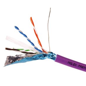 Molex Cat 6 F/UTP solid installation cable, LSZH, CPR euroclass Dca-s2,d2,a1, 23 AWG, violet 500 meter