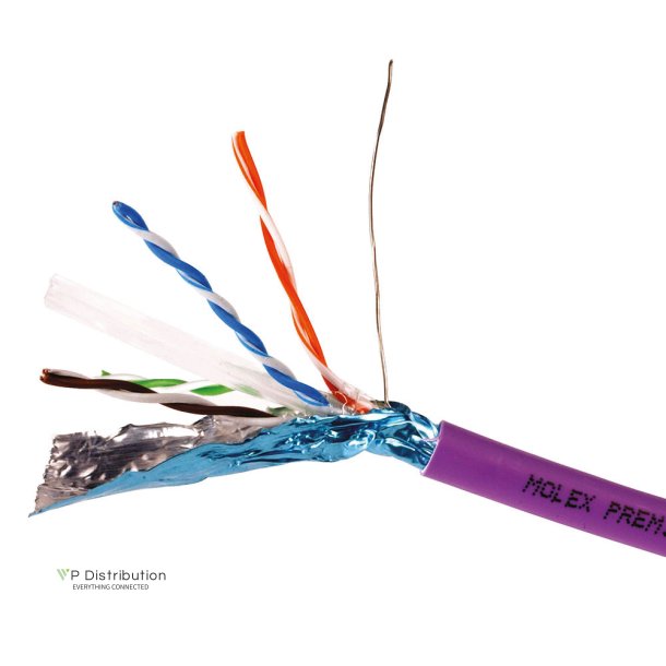 Molex Cat 6 F/UTP solid installation cable, LSZH, CPR euroclass Dca-s2,d2,a1, 23 AWG, violet 500 meter